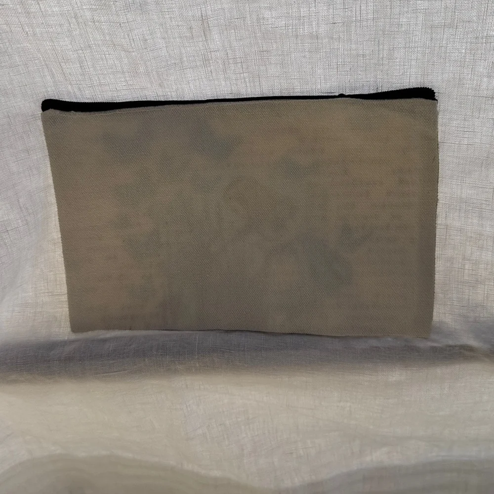 Canvas Butterfly Print Pouch - Blue/Tan - Picture 2 of 3